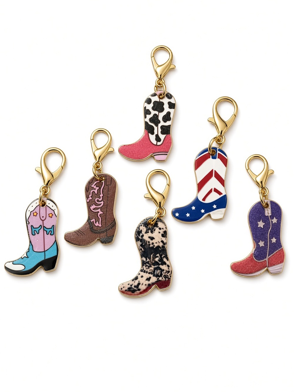 Cowboy boot acrylic golden charms 6